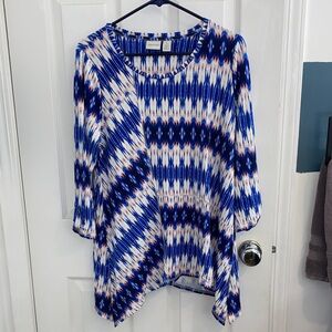 Vibrant Blue and White Women's Tunic